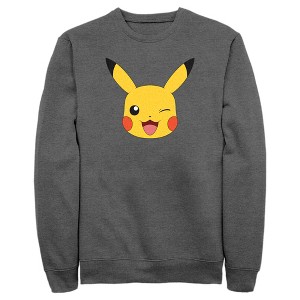 Men's Pokemon Pikachu Wink Face Sweatshirt - 1 of 4