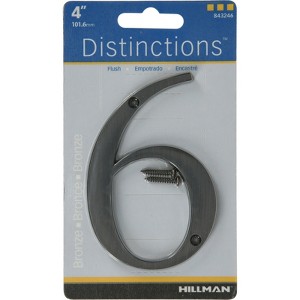 Hillman Distinctions 4 in. Bronze Zinc Die-Cast Screw-On Number 6 1 pc (Case of 3) - 1 of 1