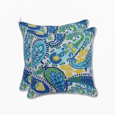 Amalia 2pc Outdoor/Indoor Throw Pillows Paisley Blue - Pillow Perfect