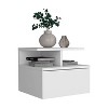 Floating Nightstand 12"H, Wall Mounted with Single Drawer and 2-Tier Shelf, White - 3 of 4