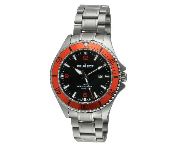 Men's Peugeot&#174; Sports Bezel Bracelet Watch - Silver