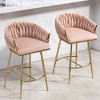 Sapphtopaz 26" Set of 2 Bar Stools Velvet Counter Height Bar Stools with Hand-Wave Back Chromed Base Barstools for Kitchen Island, Dining Room - 4 of 4
