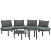 Ridstar 6-Piece Crescent-Shaped Outdoor Patio Sofa Set with 2 Tiered Coffee Tables, 4 Pillows & Cushions for Backyard & Garden-Gray - 2 of 4