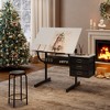 SKRAN Adjustable Drafting Table, Industrial Style Design Art Desk With Stool And 3 Drawers for Drawing, Crafting, and Office Use - 2 of 4