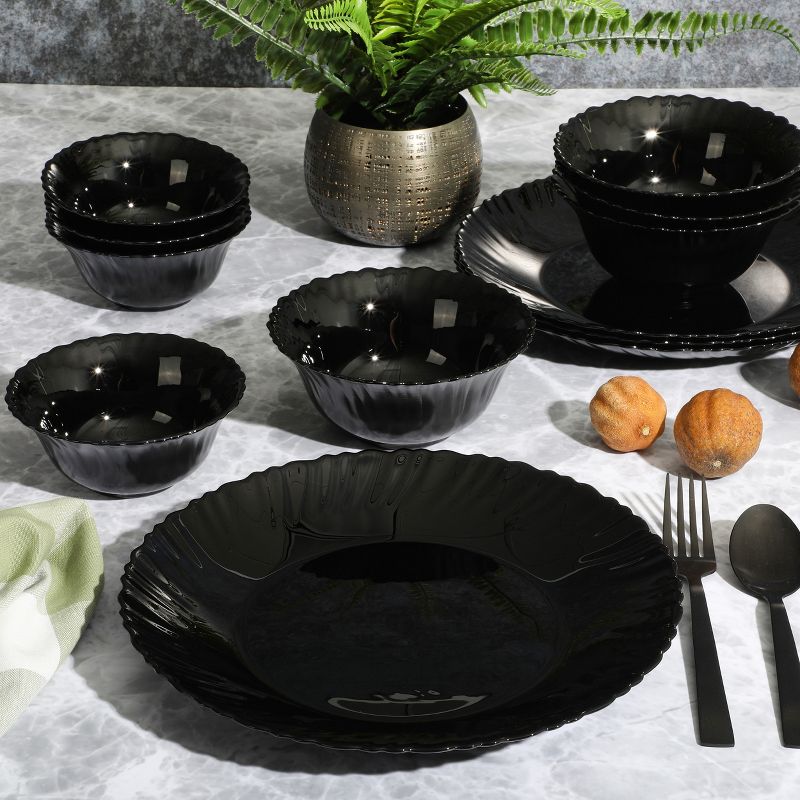 Ultra by Gibson Bandini 12 Piece Glass Dinnerware Set in Black, 4 of 8