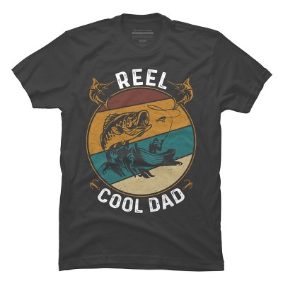 Men's Design by Humans Reel Cool Dad Fishing Boat Trip by KangThien T-Shirt - Charcoal - 3X Large