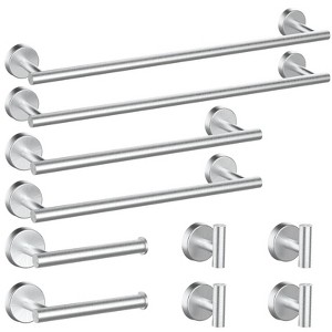 Itopfox 10 Piece Brushed Nickel Bathroom Hardware Set 24 Inch and 18 Inch Towel Bar 2 Toilet Paper Holders 4 Hooks Stainless Steel - 1 of 4