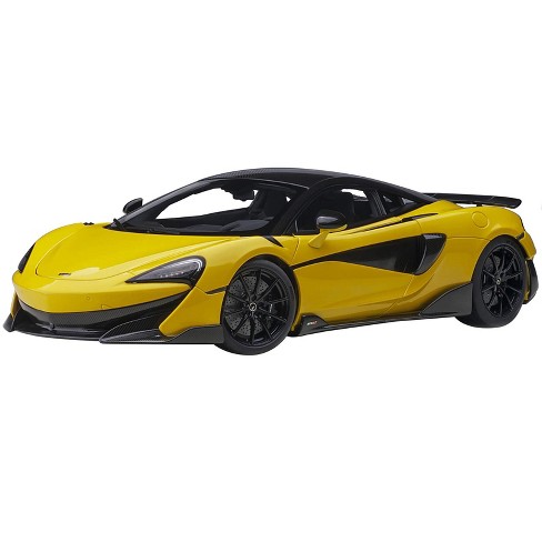 McLaren 600LT Sicilian Yellow and Carbon 1/18 Model Car by Autoart