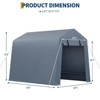 Portable Carport with Roll-Up Ventilated Zipper Door and Windows,Heavy Duty Waterproof Tarp,Outdoor Storage Sheds - 4 of 4
