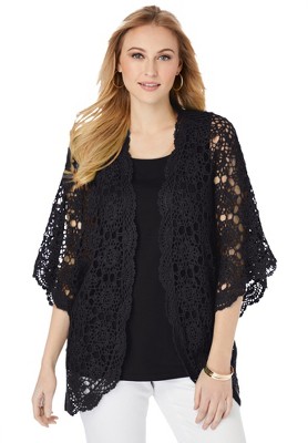 Jessica London Women's Plus Size Crochet Cardigan