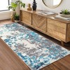 Modern Abstract Rug Machine Washable Throw Rug Boho Chic Abstract Watercolor Design Area Rug, 2'x6' Blue Gray - 3 of 4