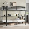 TIRAMISUBEST Full over Twin Black Bunk Bed with Desk and Shelves, Metal Bed Frame with LED Light and Charging Station - 2 of 4