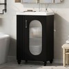20-Inch Bathroom Vanity with Sink Bathroom Vanity Cabinet with Two-tier Shelf Adjustable Shelf Solid Wood and MDF Black - 2 of 4