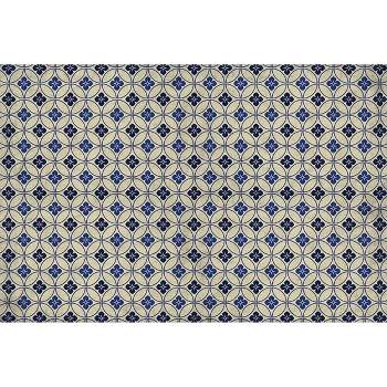 FlorArt Palisades Low Profile Easy Clean Kitchen Mat Blue/Cream - Bungalow Flooring