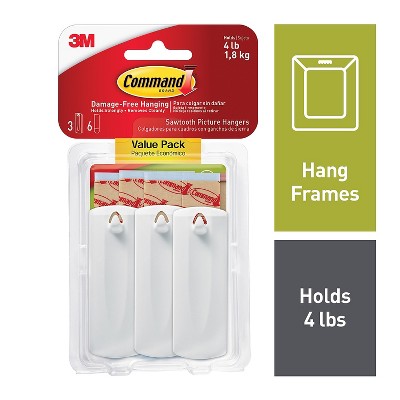 Command Sawtooth Picture Hanger White 3 Hangers (17042-ES) 683214