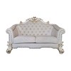 66" Vendome II Sofas Two Tone Ivory Fabric and Antique Pearl Finish - Acme Furniture: Elegant Leather Upholstery, Nailhead Trim - 2 of 4