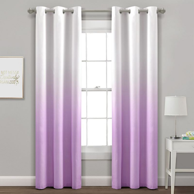 Home Boutique Mia Ombre Insulated Grommet Blackout Window Curtain Panels Lavender 38X84 Set, 1 of 2