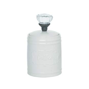 Transpac Ceramic 7.75 in. White Coffee Canisters with Knobs