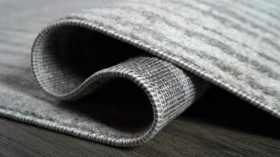 Skoura Striped Gray Synthetic 4' x 6' Easy-Care Area Rug