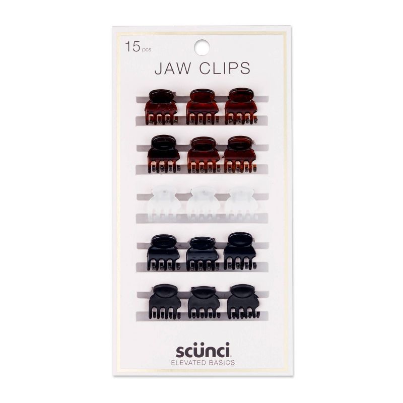 sc&#252;nci No-Slip Grip Recycled  Mini Claw Clips - Mixed Finish - Black/Brown/Clear - Fine Hair - 15pk, 4 of 5