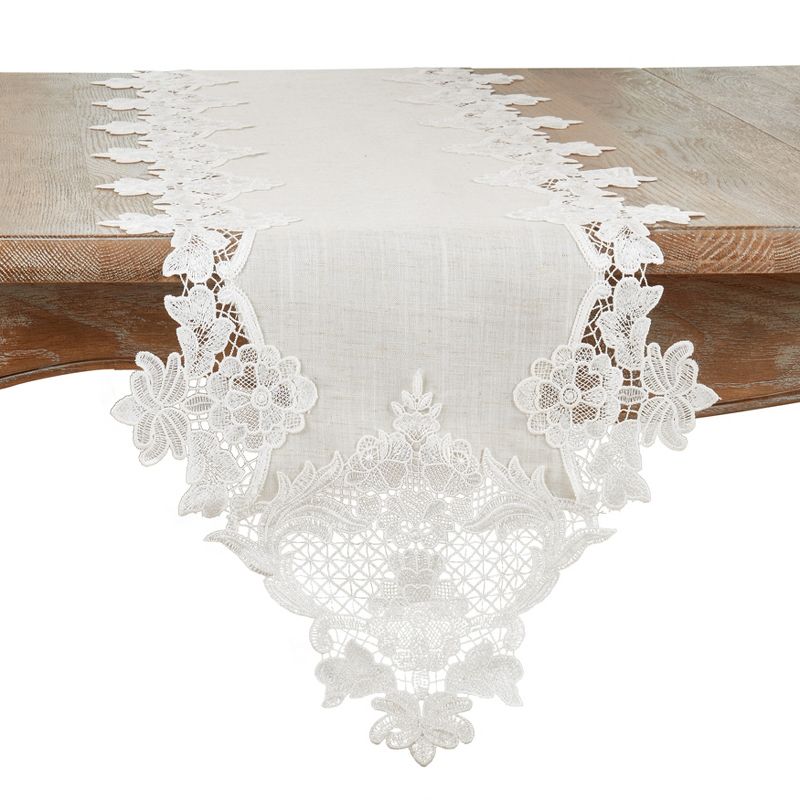 Saro Lifestyle Table Runner with Lace Border Design, 1 of 4