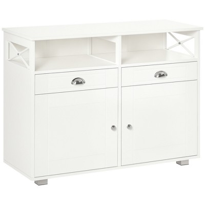 Sideboard Buffet Cabinet Bar Cabinet, Kitchen Cabinet with Storage Drawers, Large Tabletop and Crossbar Side Design