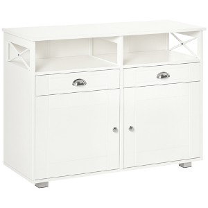 Sideboard Buffet Cabinet Bar Cabinet, Kitchen Cabinet with Storage Drawers, Large Tabletop and Crossbar Side Design - 1 of 4