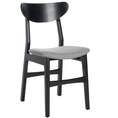 Lucca Black Wood Side Chair with Grey Cushion