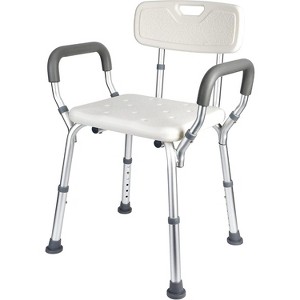 U-Shaped Shower Chair with Backrest, Adjustable Height, Lightweight PE Seat, Non-Slip for Bathroom Shower Chair with 350 Lb Capacity - 1 of 4