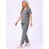 cheibear Women's Button Down Short Sleeve Shirt and Pants 2 Piece Pajama Set Loungewear - 3 of 4