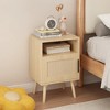 22.83'' H Rattan Nightstand, Side Table with Door Open Shelf - 2 of 4