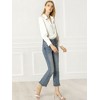 INSPIRE CHIC Women's Puff Long Sleeve Point Collar Vintage Button Work Satin Shirt - 4 of 4