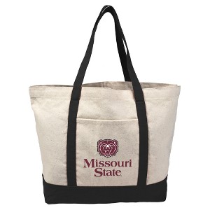 Missouri State University Primary Logo Canvas Tote Bag With External Pocket, Reusable Shoulder Bag for Shopping, School, Beach - 1 of 4