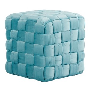 Sapphtopaz Modern Braided Ottoman with Velvet Upholstered Versatile Pouf Small Foot Stool Foam Shoe Bench for Living Room, Entryway - 1 of 4