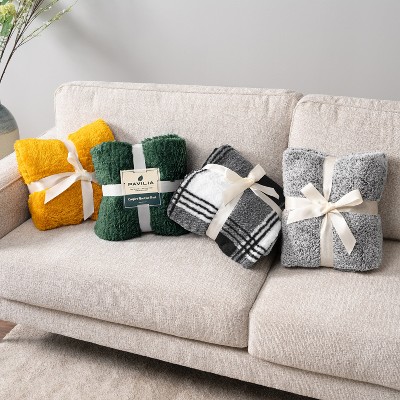 Emerald Green Sherpa Fleece Throw Blanket for Couch and Bed