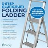 Step Ladder Modern  - Beautiful Gray Wood - Silver & Black Aluminum  - By SORFEY - 3 of 4