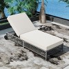 Rattan Outdoor Lounge Chair with Cushion and Wheels, Patio Chaise Lounge with 5-Position Adjustable Backrest, Poolside Lounge Chair for Backyard-Koiai - 2 of 4