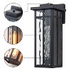 C Cattleya 2-Pack Matte Black Outdoor Wall Lights with Water Ripple Glass - 3 of 4