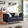 APRILSOUL61.25-inch Deluxe Velvet Sofa with Chesterfield Tufted Buttons with 2 Pillows and Metal Feet - 3 of 4