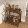 LAOTIES Wooden Dog Crate Furniture,Indoor Pet Kennel Side Table with Wheels,Double Doors And Lift-Top (31.5" W x 22.05" D x 25" H) - 3 of 4