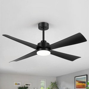Airsurfer 52-In Ceiling Fan With Lights And Remote, Black Ceiling Fan With 4 Reversible Blades - 1 of 4