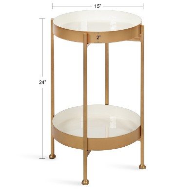 Nira Round Gold Metal Two-Tier Side Table