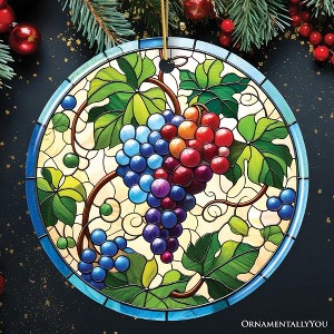 Grape Window Art Stained Glass Style Ceramic Ornament, Christmas Gift and Decor| OrnamentallyYou - 1 of 4