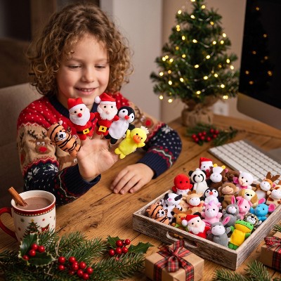 Plush Finger Puppet Advent Calendar with 24 Animal Characters for Kids