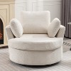 TIRAMISUBEST Cozy Swivel Lounge Chair, Oversized Round Sofa with Soft Chenille Fabric and 3 Supportive Pillows - 2 of 4