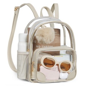 Anti-theft Clear Backpack, Small Mini Clear Bag for Sport Event Concert with Cute Fur Ball - 1 of 4