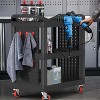 3 Tier Car Detailing Cart with Wheels, Car Wash Detail Trolley with Side Hanging Plate & Hooks（Black） - 2 of 4