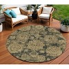 Charcoal Gold And Tan Floral Washable Indoor Outdoor Area Rug - 2 of 4