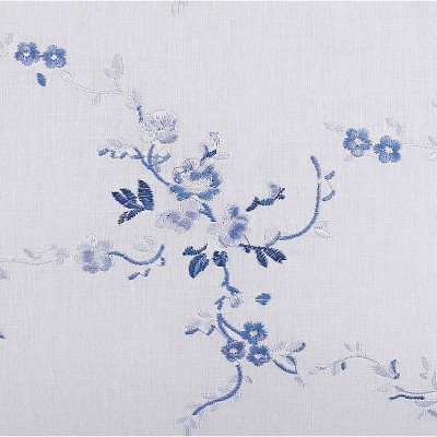 Elegant Charlotte Blue Embroidered Linen-Cotton Throw Pillow