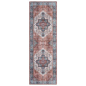 Vintage Floral Medallion Area Rugs for Living Room Dining Room, Retro Accent Low Pile Floor Carpet for Bedroom Home Office - 1 of 4
